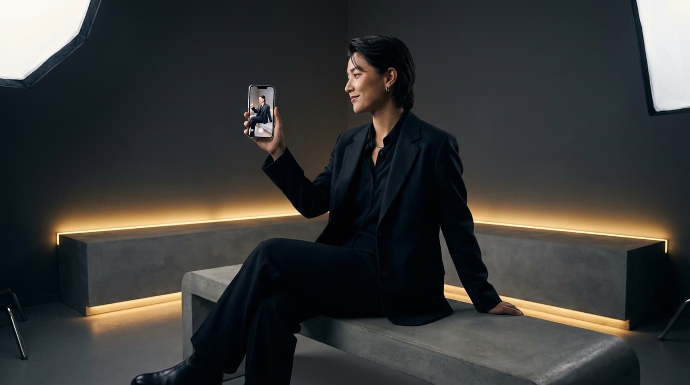 Stylish person using Snapparel virtual try-on